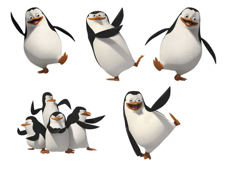 Group of Cartoon Penguins