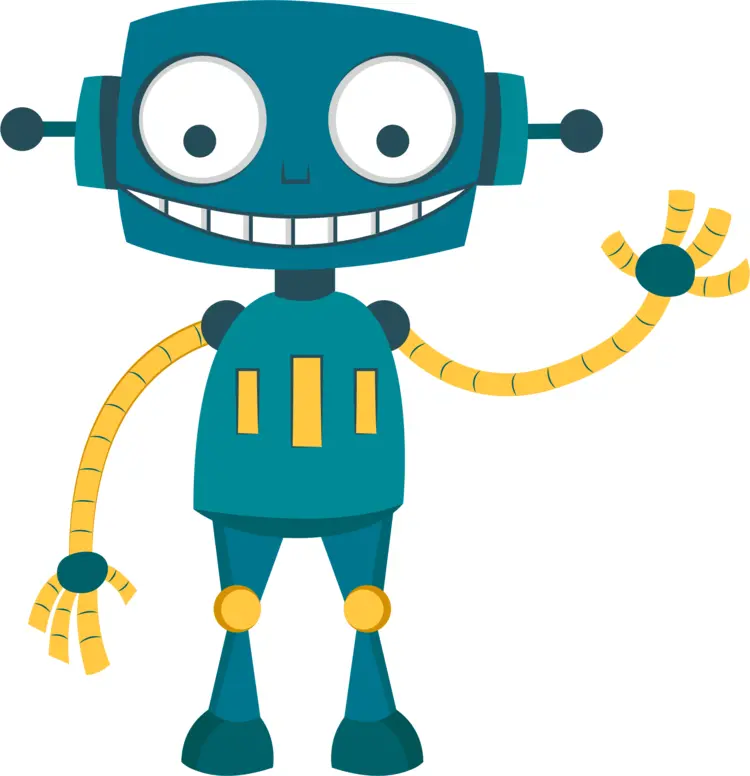 Blue and Yellow Robot with Big Eyes