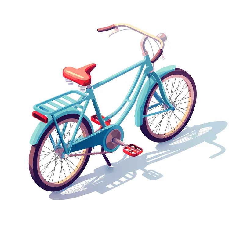 Blue and Red Bicycle Illustration
