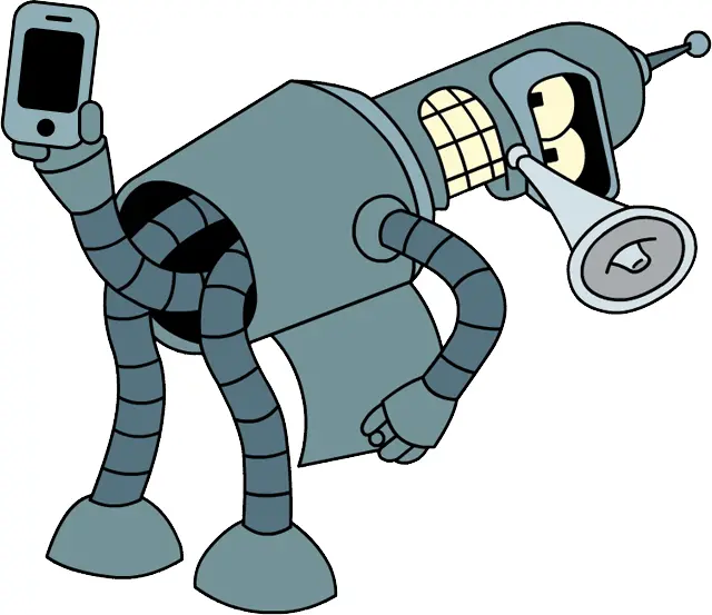 Robot with Phone and Trumpet
