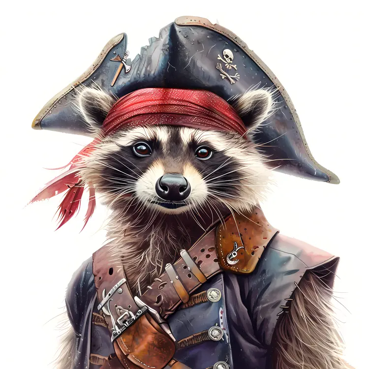 Pirate Raccoon with Red Bandana