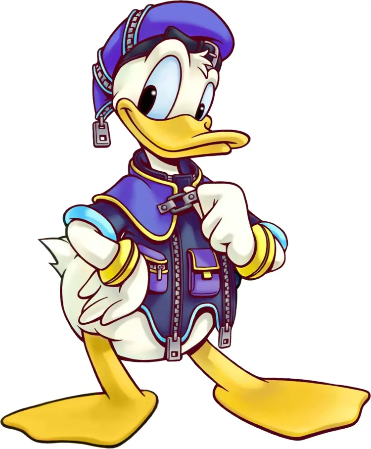 Stylish White Cartoon Duck in Blue Jacket