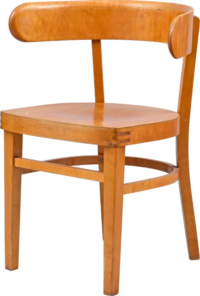 Vintage Wooden Chair with Curved Backrest