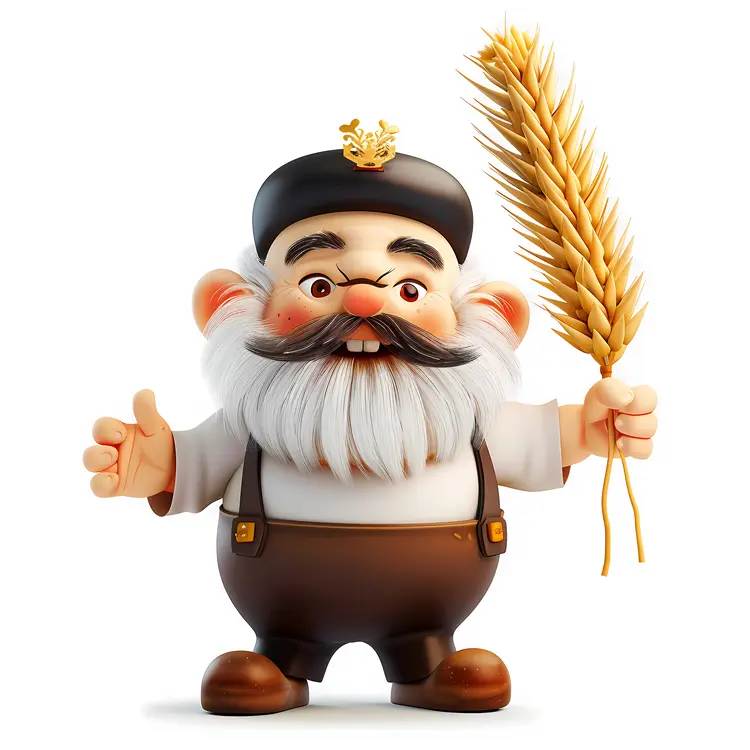 Cute Cartoon Farmer with Wheat