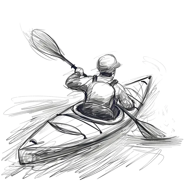 Sketch of a Kayaker Paddling