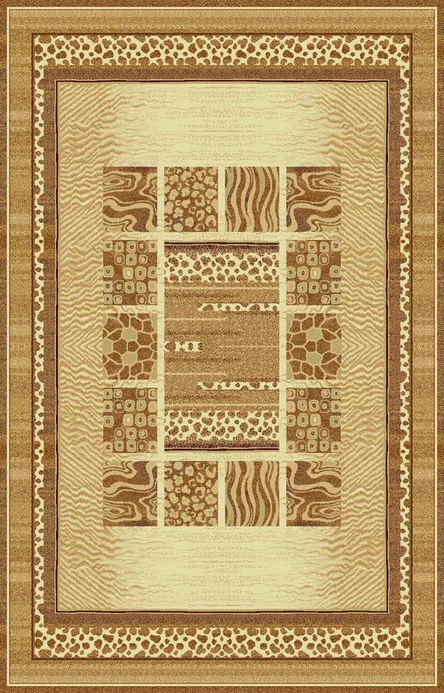 Modern Rectangular Beige and Brown Rug
