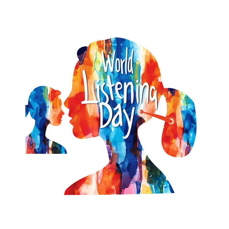 World Listening Day Colorful Silhouette with Text
