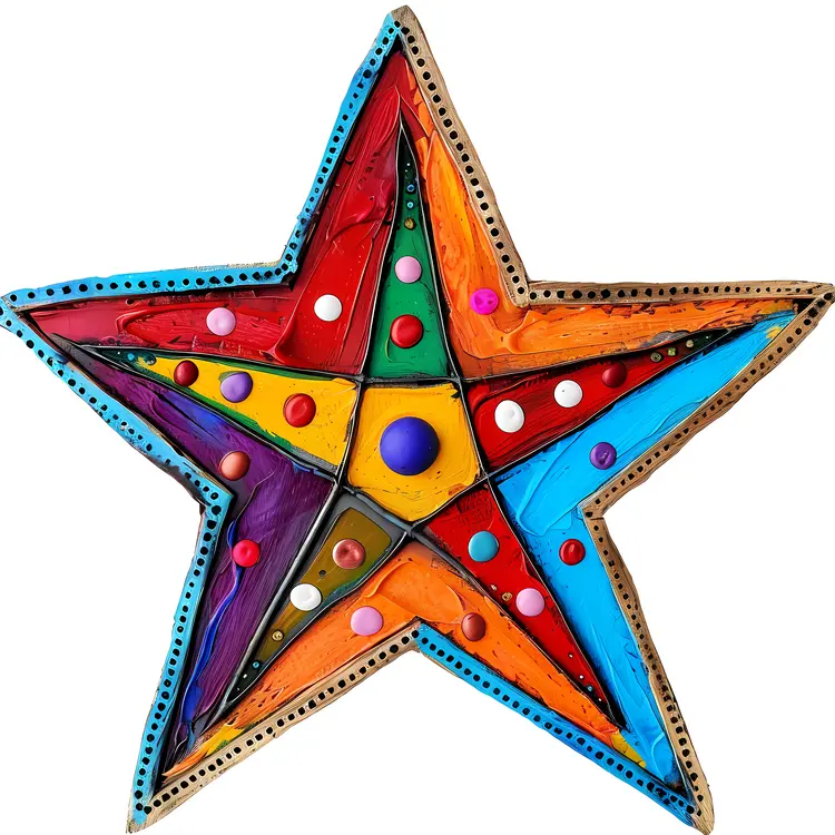 Colorful Star with Dots and Patterns