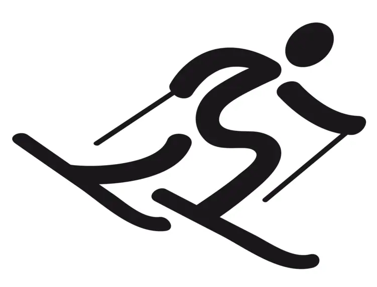 Skiing Stick Figure Icon for Winter Sports