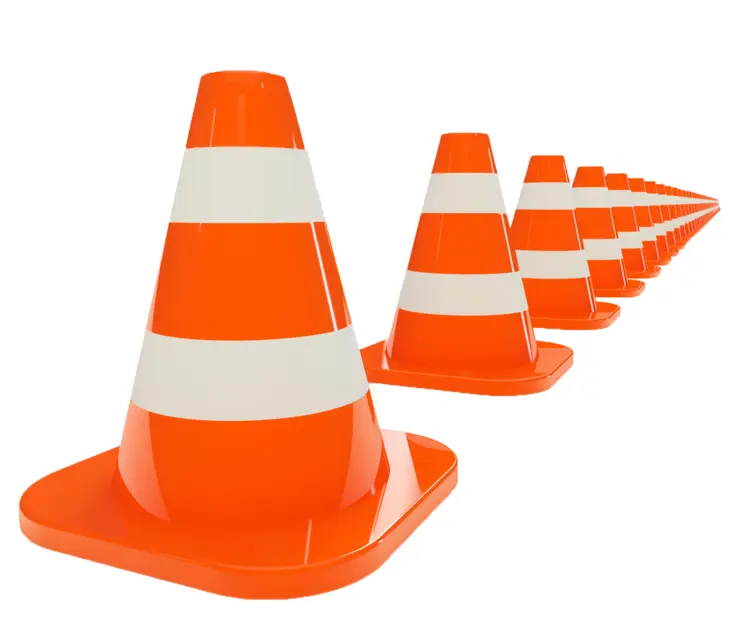 Orange and White Traffic Cones for Road Safety