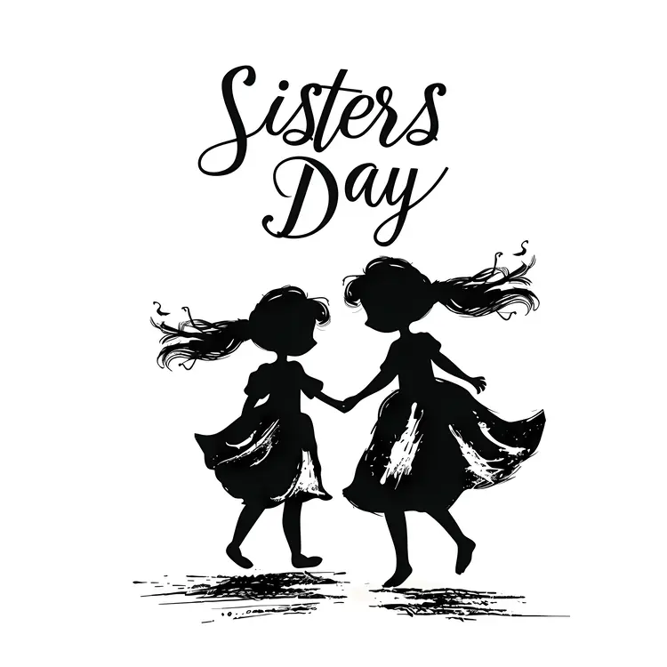 Sisters Day Silhouette Illustration
