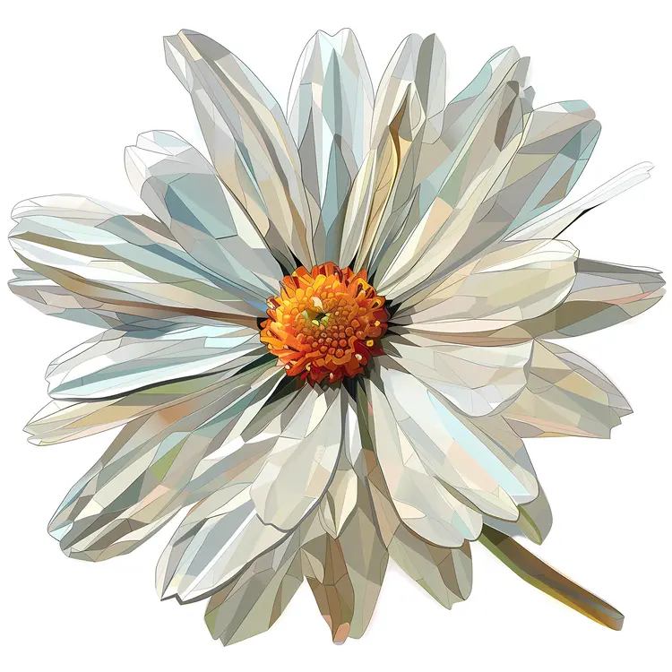 Geometric Polygonal White Flower