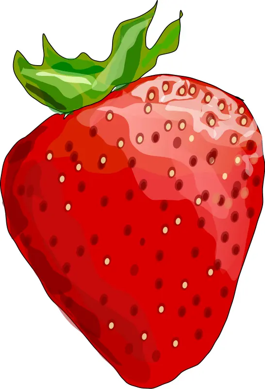 Juicy Red Strawberry with Green Leaf