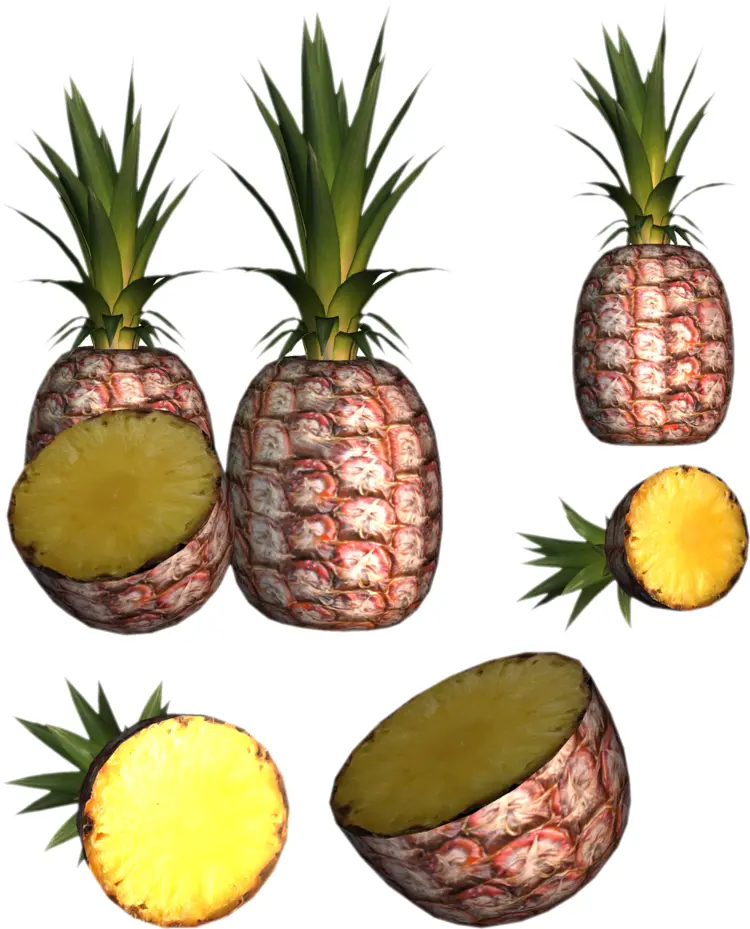 Whole and Sliced Pineapples