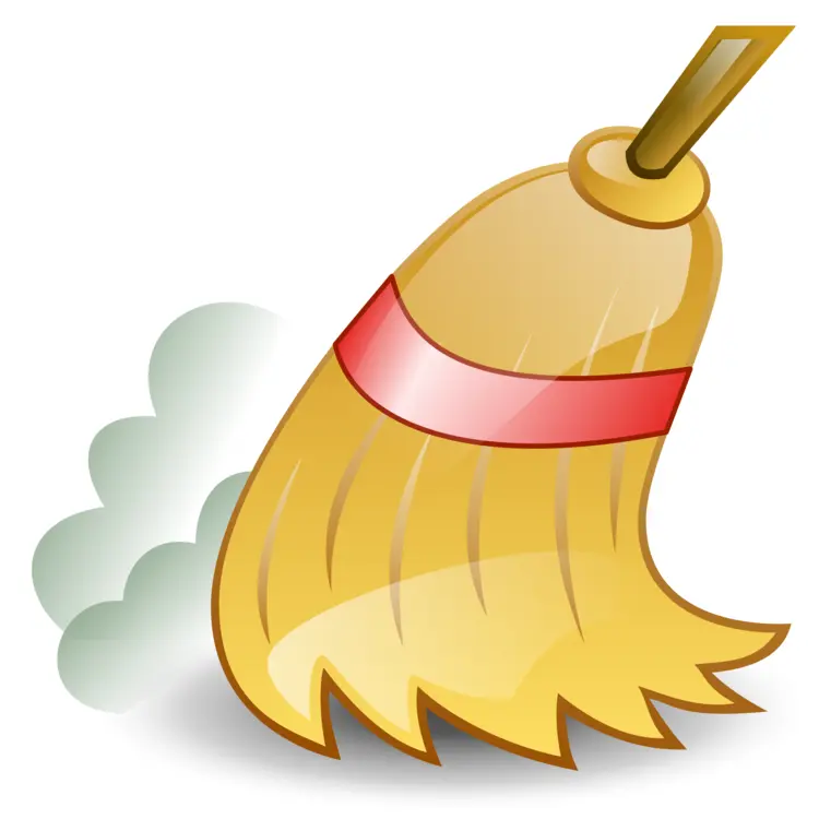 Cartoon Broom with Dust Cloud