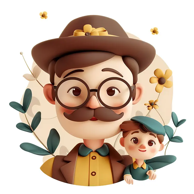 Cartoon Father and Son Illustration
