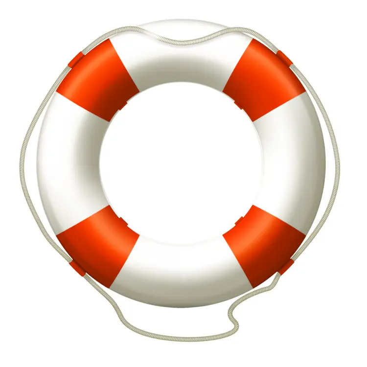 Red and White Lifebuoy with Rope for Water Safety