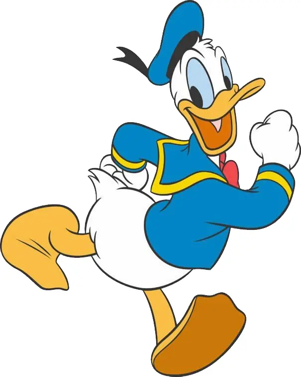 Running White Cartoon Duck in Blue Sailor Suit