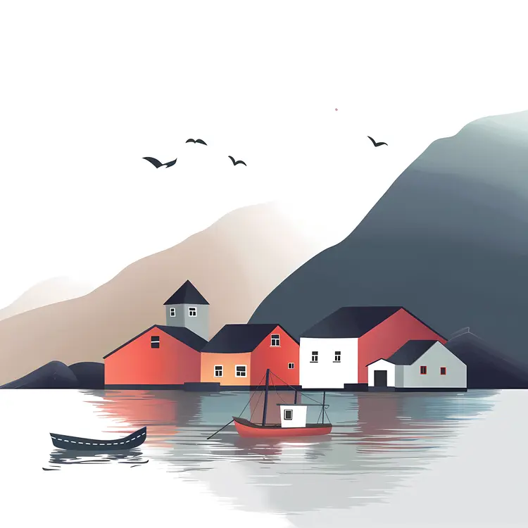 Serene Village by the Water