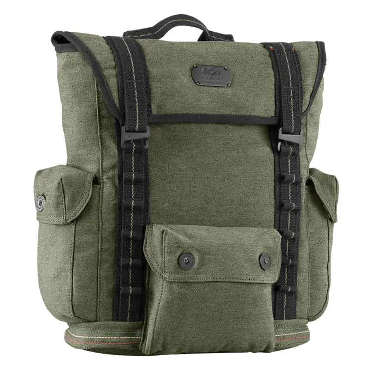 Green Backpack with Multiple Pockets