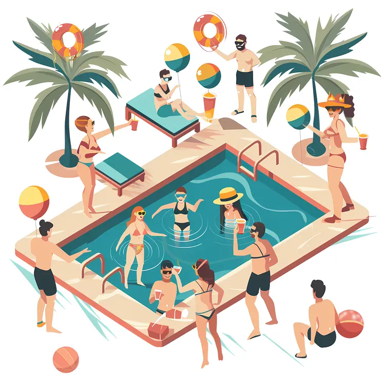 Cartoon Style Pool Party