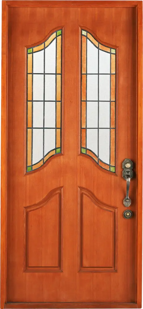 Wooden Door with Glass Panels for Home Entryway
