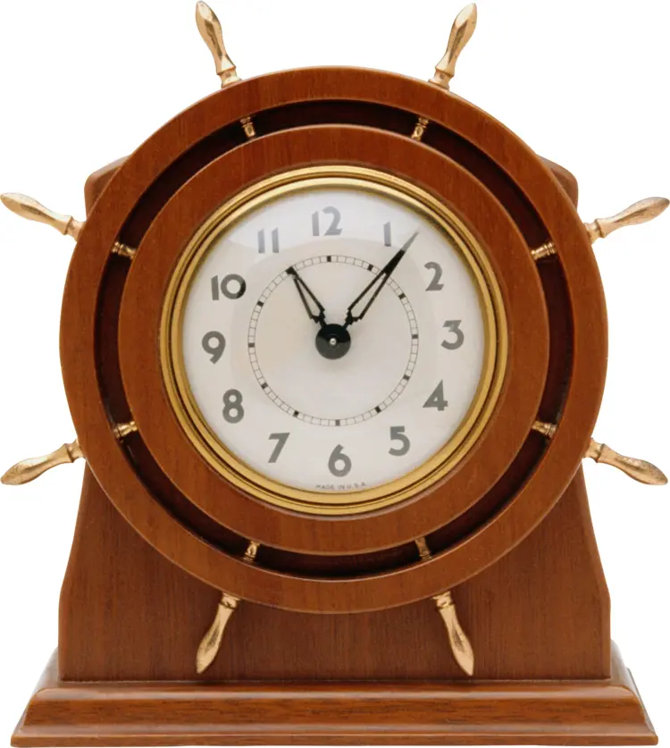 Ship Wheel Clock with Wooden Frame