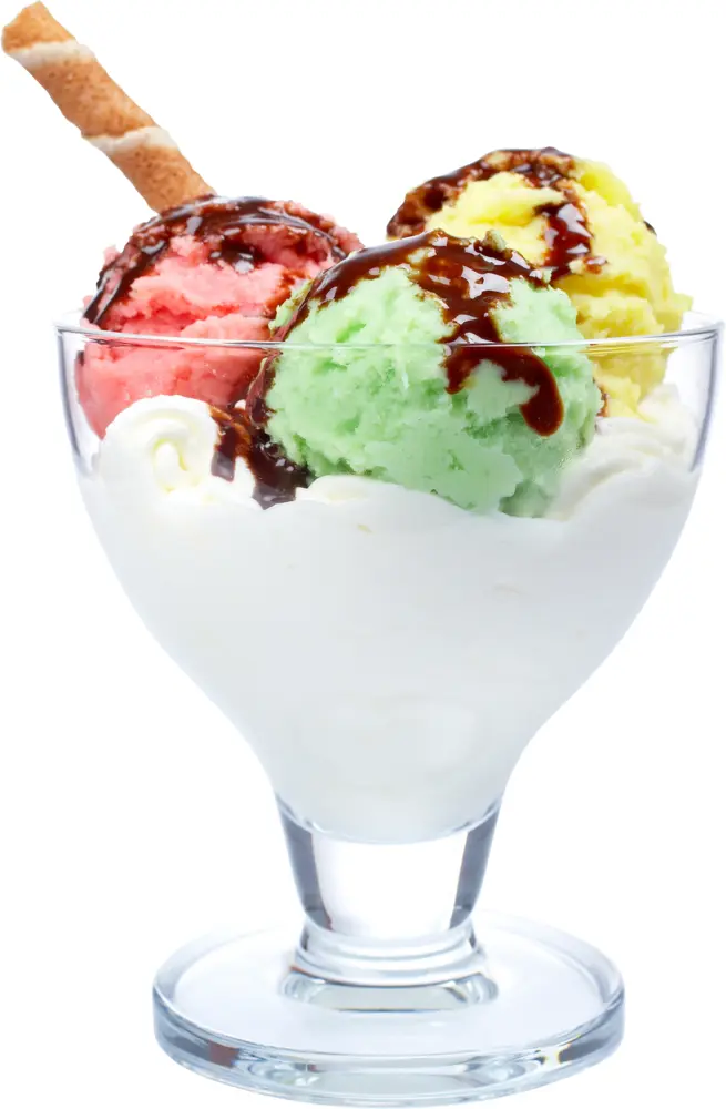 Colorful Ice Cream Sundae in Glass