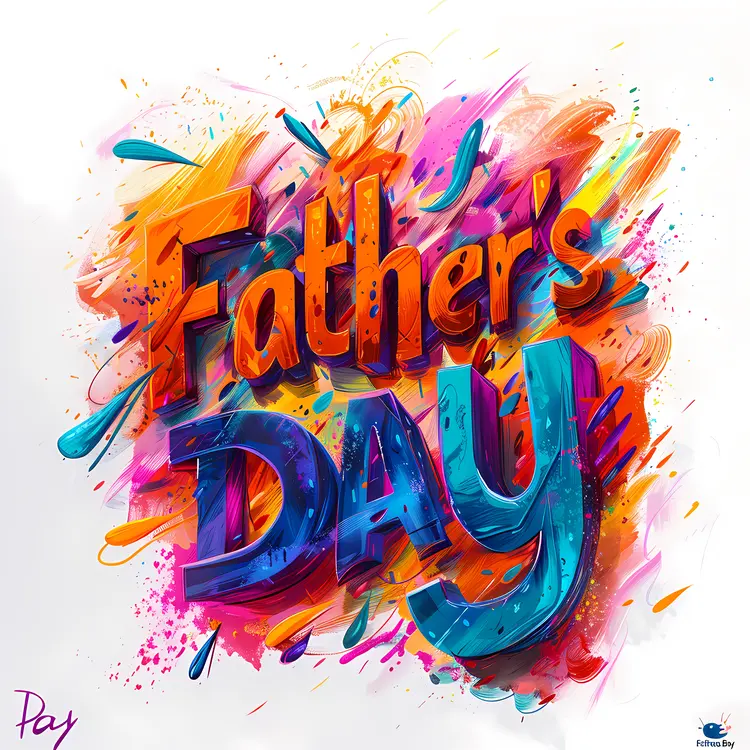 Colorful Father's Day Text Illustration
