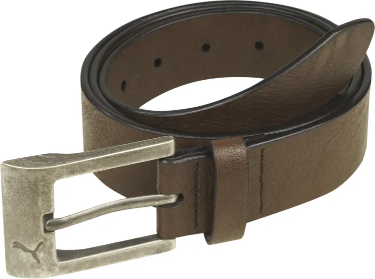 Brown Leather Belt with Distressed Buckle