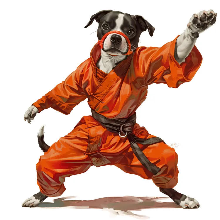 Cool dog in martial arts pose