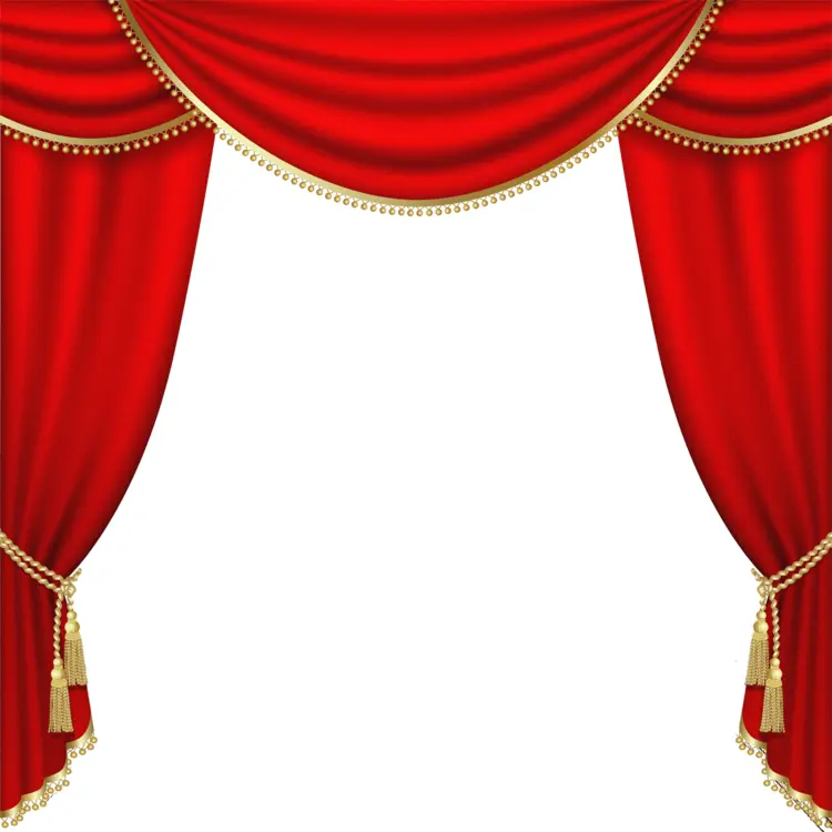 Elegant Red Theater Curtains with Golden Trim