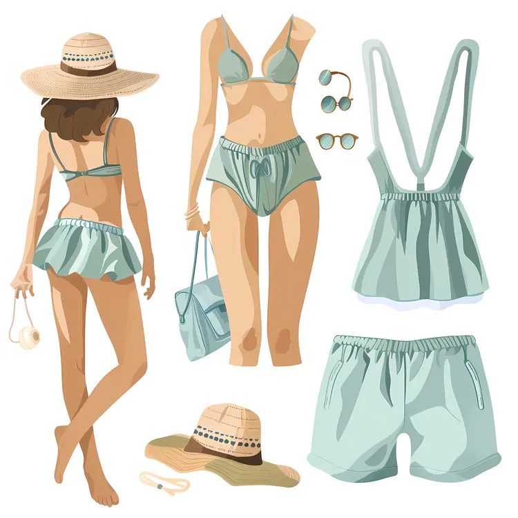 Stylish Green Beachwear Set