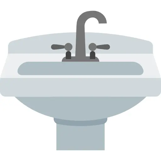 Pedestal Sink with Faucet in Bathroom