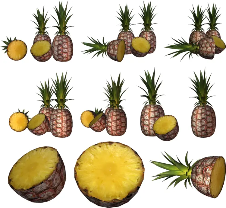 Whole and Sliced Pineapples