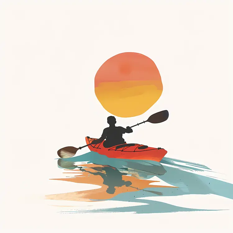 Kayaker with Sunset in the Background