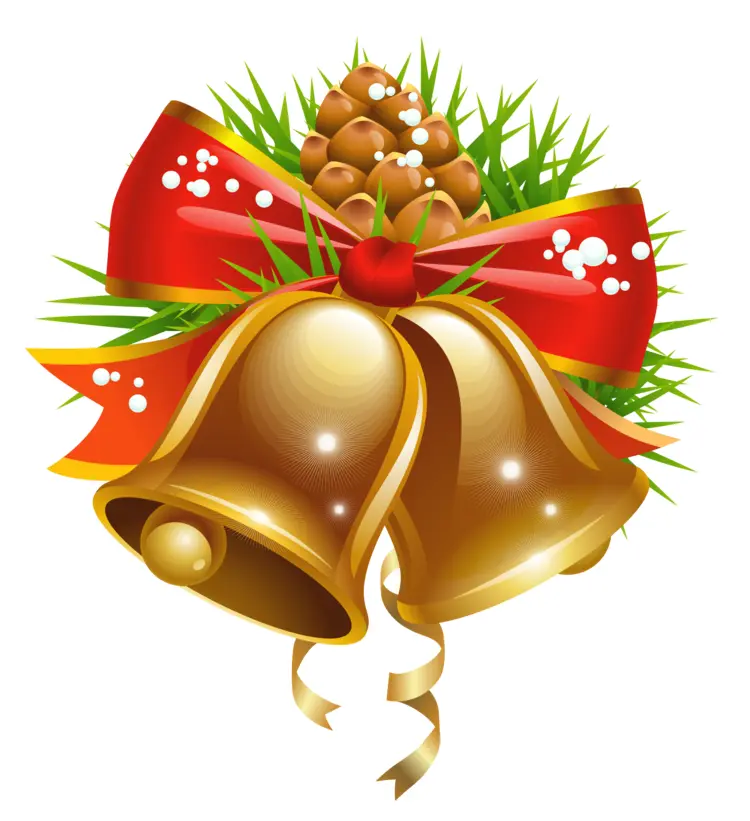 Golden Bells with Red Bow for Christmas