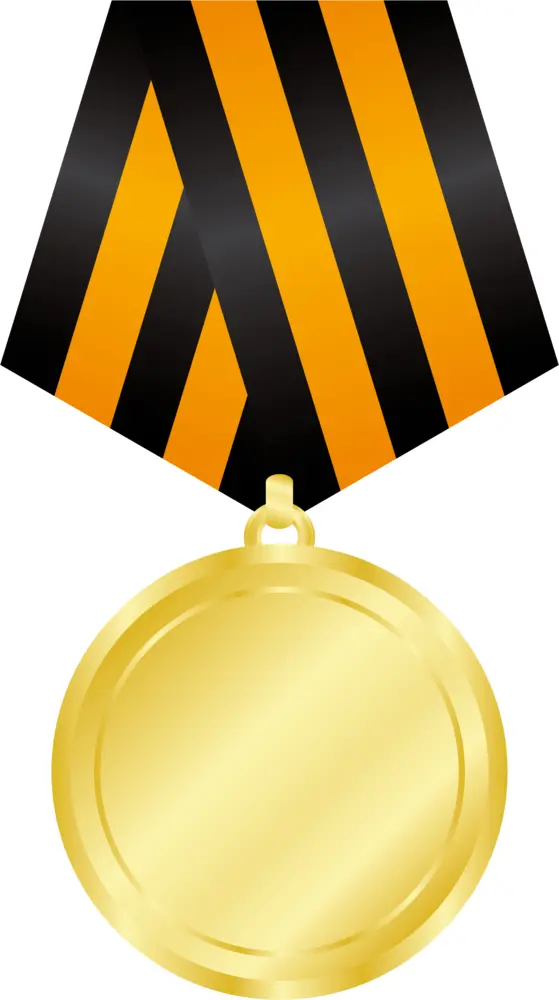Gold Medal with Black and Orange Ribbon