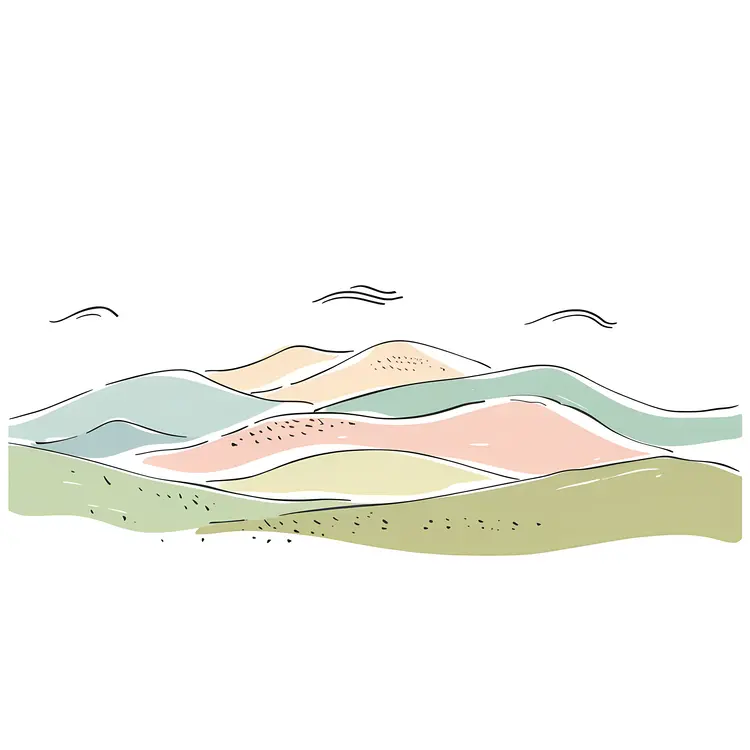 Pastel Colored Hills Landscape