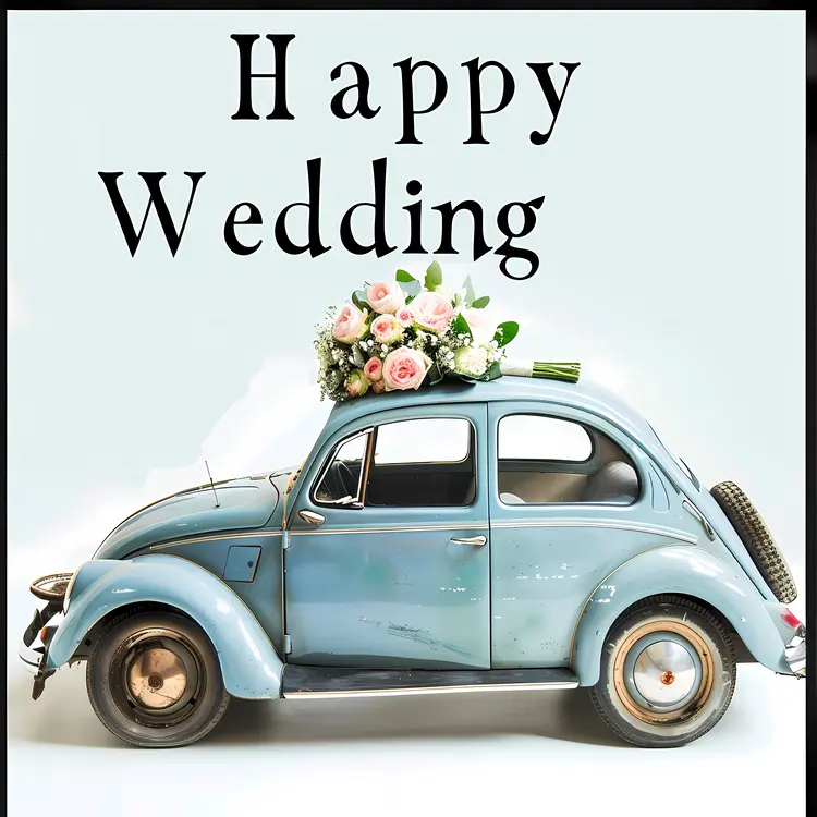 Vintage Wedding Car with Floral Decoration