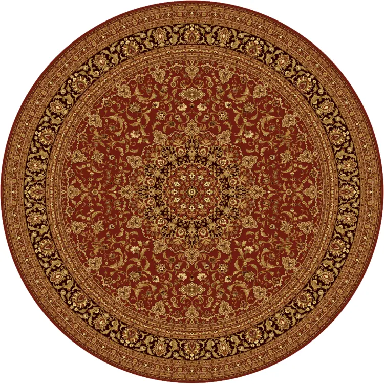 Elegant Round Red and Gold Rug