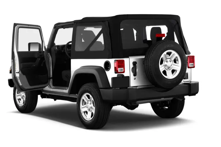 White and Black Jeep with Open Door