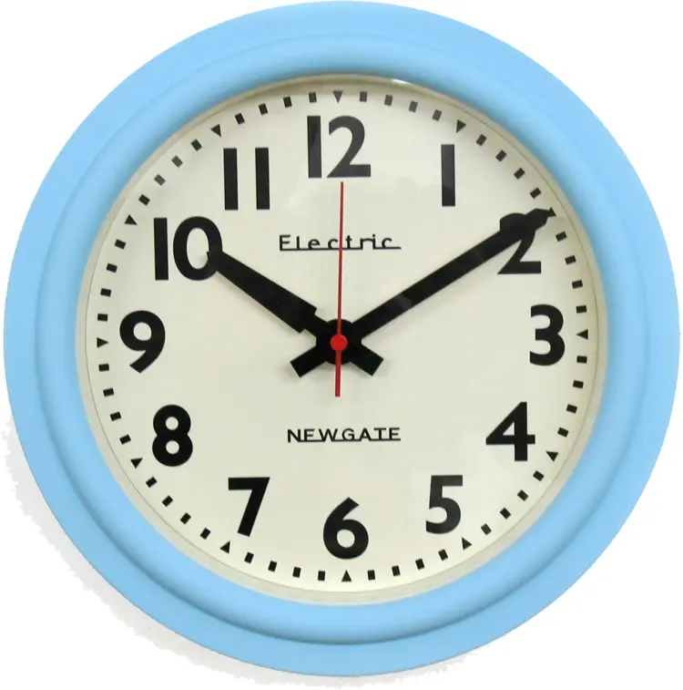 Blue Wall Clock Showing 10:10