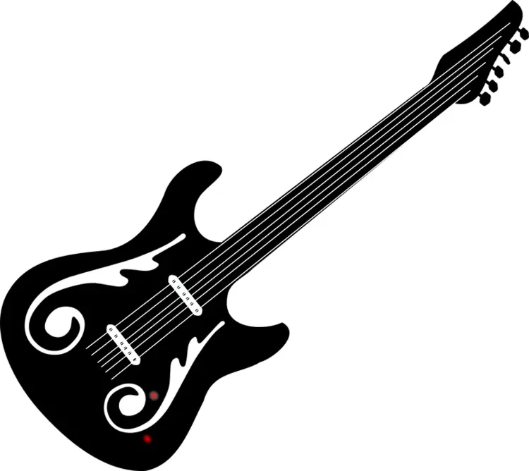 Black Electric Guitar with Artistic Design