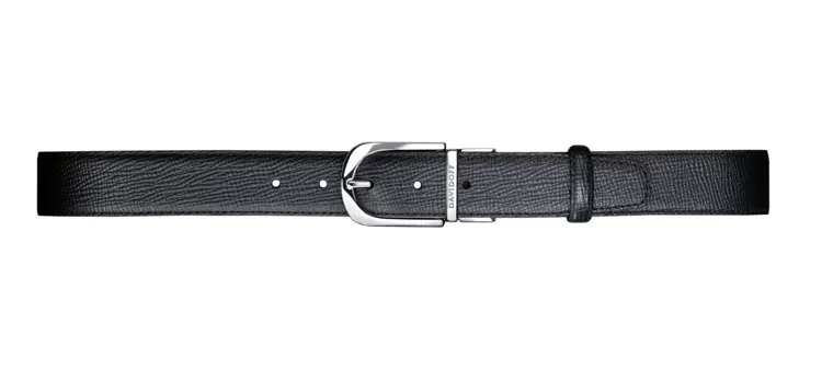 Black Leather Belt with Silver Buckle