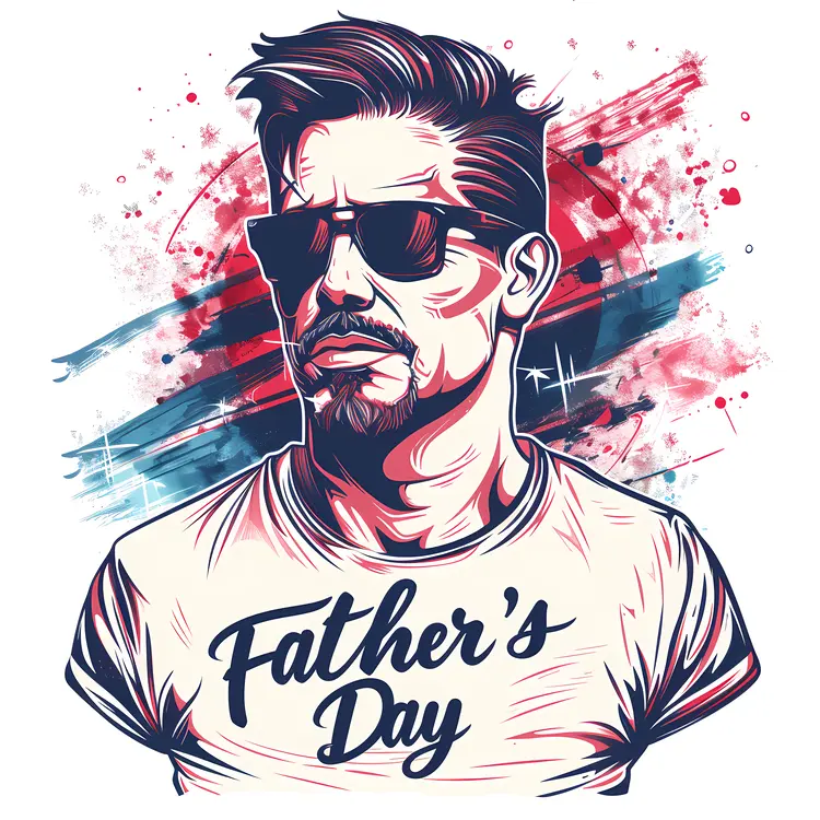 Father's Day Illustration with Man in Sunglasses