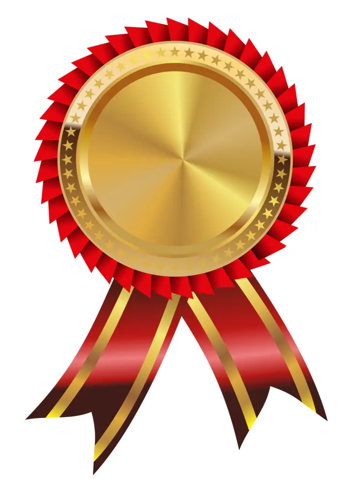 Red and Gold Award Ribbon with Stars