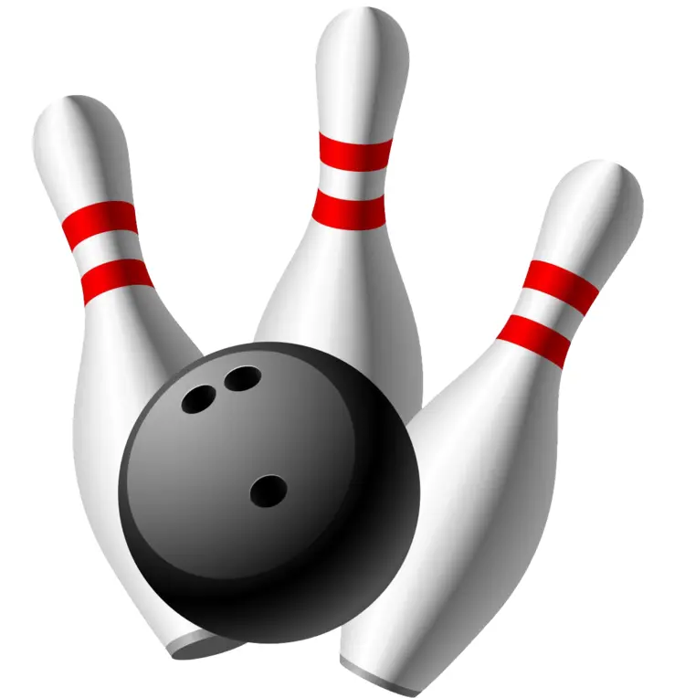 Three Bowling Pins and Black Ball