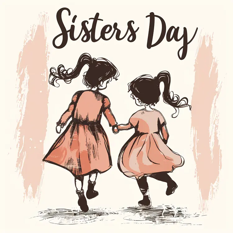 Sisters Day Vintage Illustration