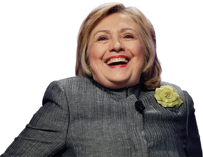 Smiling Woman in Gray Suit with Flower